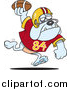 Cartoon Vector of a Football Bulldog Throwing the Ball by Toonaday