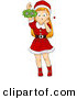 Cartoon Vector of a Girl Holding Christmas Mistletoe by BNP Design Studio