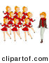 Cartoon Vector of a Girl with Nine Dancing Ladies During Christmas by BNP Design Studio