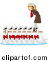 Cartoon Vector of a Girl with Seven Swans a Swimming for Christmas by BNP Design Studio