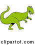 Cartoon Vector of a Green Tyrannosaurus Rex Dinosaur Walking Forward by LaffToon