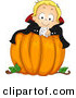 Cartoon Vector of a Halloween Vampire Boy on a Large Pumpkin by BNP Design Studio