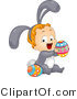 Cartoon Vector of a Happy Baby Wearing Bunny Costume While Playing with Easter Eggs by BNP Design Studio