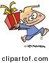 Cartoon Vector of a Happy Boy Running with a Present by Toonaday