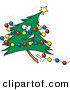 Cartoon Vector of a Happy Christmas Tree Character with Colorful Baubles by Toonaday