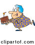 Cartoon Vector of a Happy Grandma Carrying a Birthday Cake by Toonaday