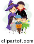 Cartoon Vector of a Happy Halloween Family Trick-or-Treating by BNP Design Studio
