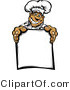 Cartoon Vector of a Happy Hispanic Chef Mascot Holding Blank Sign by Chromaco