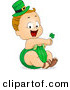 Cartoon Vector of a Happy Leprechaun Toddler Boy Holding a Clover by BNP Design Studio