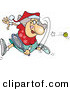 Cartoon Vector of a Happy Mrs. Claus Playing Tennis by Toonaday