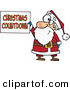 Cartoon Vector of a Happy Santa Holding Christmas Countdown Sign by Toonaday