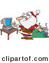 Cartoon Vector of a Happy Santa Repairing a Computer by Toonaday