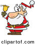 Cartoon Vector of a Happy Santa Ringing Gold Bell by Toonaday