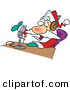 Cartoon Vector of a Happy Santa Talking over the Radio in a Studio by Toonaday