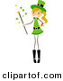 Cartoon Vector of a Happy St. Patrick's Day Girl Holding a Magic Wand by BNP Design Studio