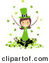 Cartoon Vector of a Happy St. Patrick's Day Girl Sitting on a Hill of Clovers by BNP Design Studio