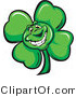 Cartoon Vector of a Happy St. Patrick's Day Shamrock Clover Mascot by Chromaco