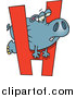 Cartoon Vector of a Hippo Trying to Squeeze Through Alphabet Letter 'H' by Toonaday