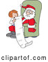 Cartoon Vector of a Kid Telling an Overwhelmed Santa What She Wants for Christmas by Johnny Sajem