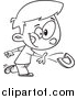 Cartoon Vector of a Lineart Boy Boy Playing Horseshoes by Toonaday