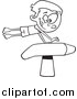 Cartoon Vector of a Lineart Boy Gymnast on a Vaulting Horse by Toonaday