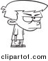 Cartoon Vector of a Lineart Grumpy Boy by Toonaday