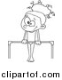 Cartoon Vector of a Lineart Gymnast Girl on a Horizontal Bar by Toonaday