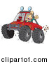 Cartoon Vector of a Man 4 Wheeling His Truck Through Mud by Toonaday