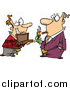 Cartoon Vector of a Man Holding a Briefcase Open for His Boss As He Lights a Cigar with Cash by Toonaday