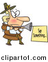 Cartoon Vector of a Pilgrim with a Blunderbuss and Sign by Toonaday