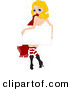 Cartoon Vector of a Pin-up Girl Holding a Sign for Christmas by BNP Design Studio
