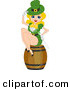 Cartoon Vector of a Pretty St. Patrick's Day Pin-up Girl Sitting on a Barrel by BNP Design Studio