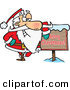Cartoon Vector of a Santa Beside Merry Christmas Sign by Toonaday