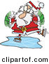 Cartoon Vector of a Santa Trying to Ice Skate by Toonaday