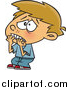 Cartoon Vector of a Scared Boy Biting His Finger Nails by Toonaday