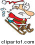 Cartoon Vector of a Scared Santa Sledding Downhill by Toonaday