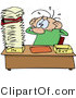 Cartoon Vector of a Stressed out Office Worker Looking at an Overwhelming Stack of Unprocessed Paperwork by Gnurf