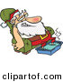 Cartoon Vector of a Tired Santa Relaxing on a Couch with a Hot Steamy Foot Bath by Toonaday