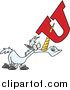 Cartoon Vector of a Unicorn Horn Poked Through an Alphabet Letter U by Toonaday
