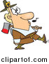 Cartoon Vector of a Whistling Pilgrim Carrying an Ax over His Shoulder by Toonaday