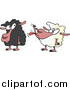 Cartoon Vector of a White Sheep Sticking Its Tongue out at a Black Sheep by Toonaday