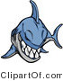 Cartoon Vector of an Evil Blue Shark Grinning by Chromaco