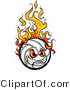 Cartoon Vector of an Intimidating Volleyball Ball Mascot on Fire with Evil Eyes and Gritting Teeth by Chromaco