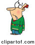 Cartoon Vector of an Upset Man Wearing Ugly Christmas Sweater with Lights by Toonaday