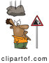 Cartoon Vector of Boulder Falling on a Black Man Staring at a Sign by Toonaday