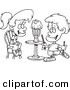 Cartoon Vector of Cartoon Boy and Girl Sharing a Milkshake - Coloring Page Outline by Toonaday