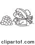Cartoon Vector of Cartoon Boy Making Snowballs for a Fight - Coloring Page Outline by Toonaday