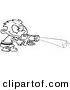 Cartoon Vector of Cartoon Boy Spraying a Soaker Gun - Coloring Page Outline by Toonaday