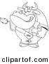 Cartoon Vector of Cartoon Business Bull Rolling up His Sleeves - Coloring Page Outline by Toonaday
