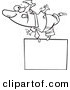 Cartoon Vector of Cartoon Businessman Balanced on a Blank Sign - Coloring Page Outline by Toonaday